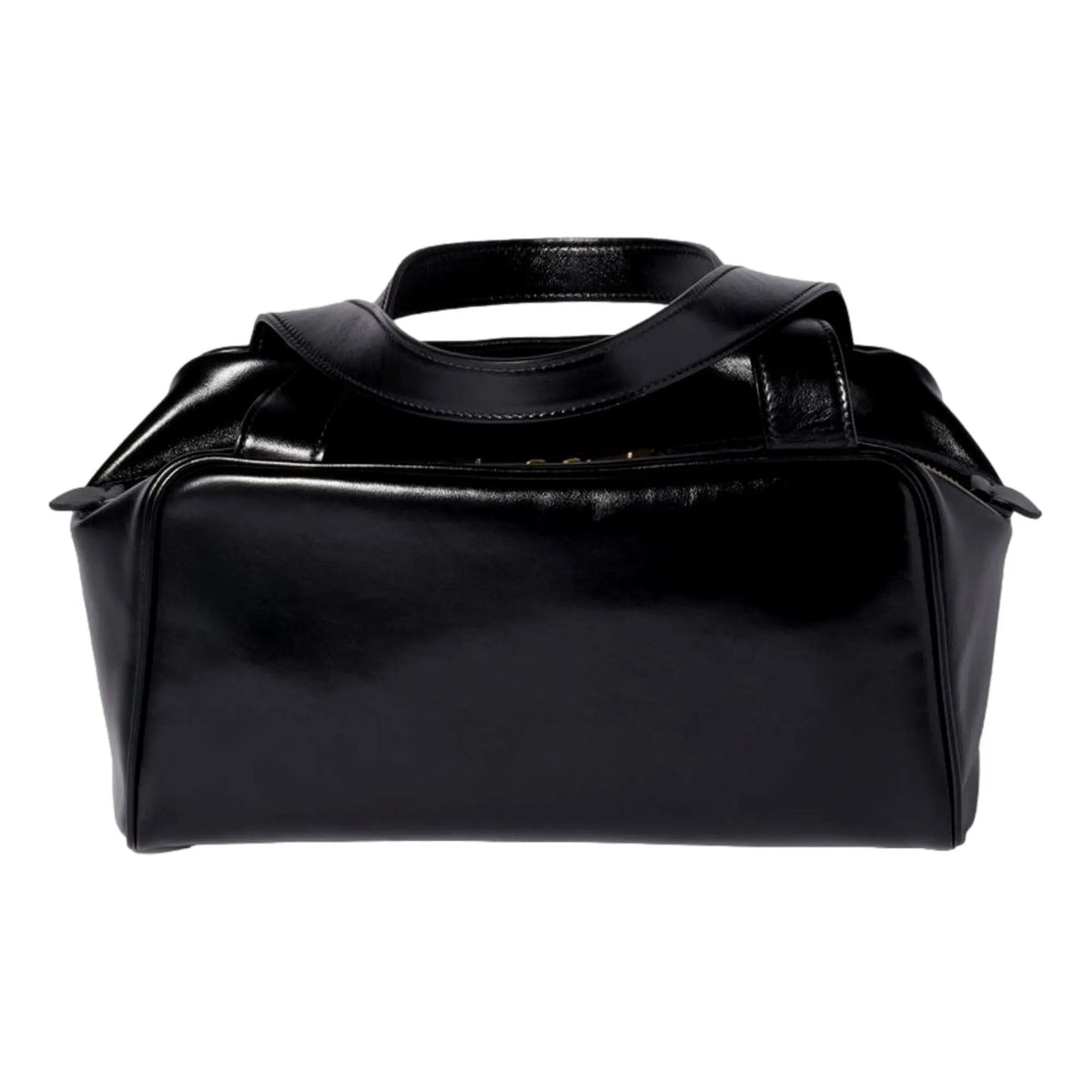 Miu Miu Black Top Handle Bowler Bag with Tonal Logo