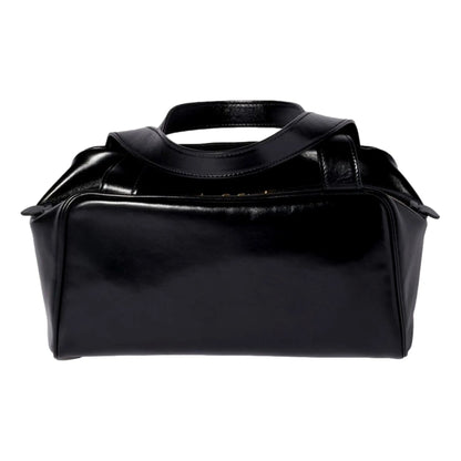 Miu Miu Black Top Handle Bowler Bag with Tonal Logo