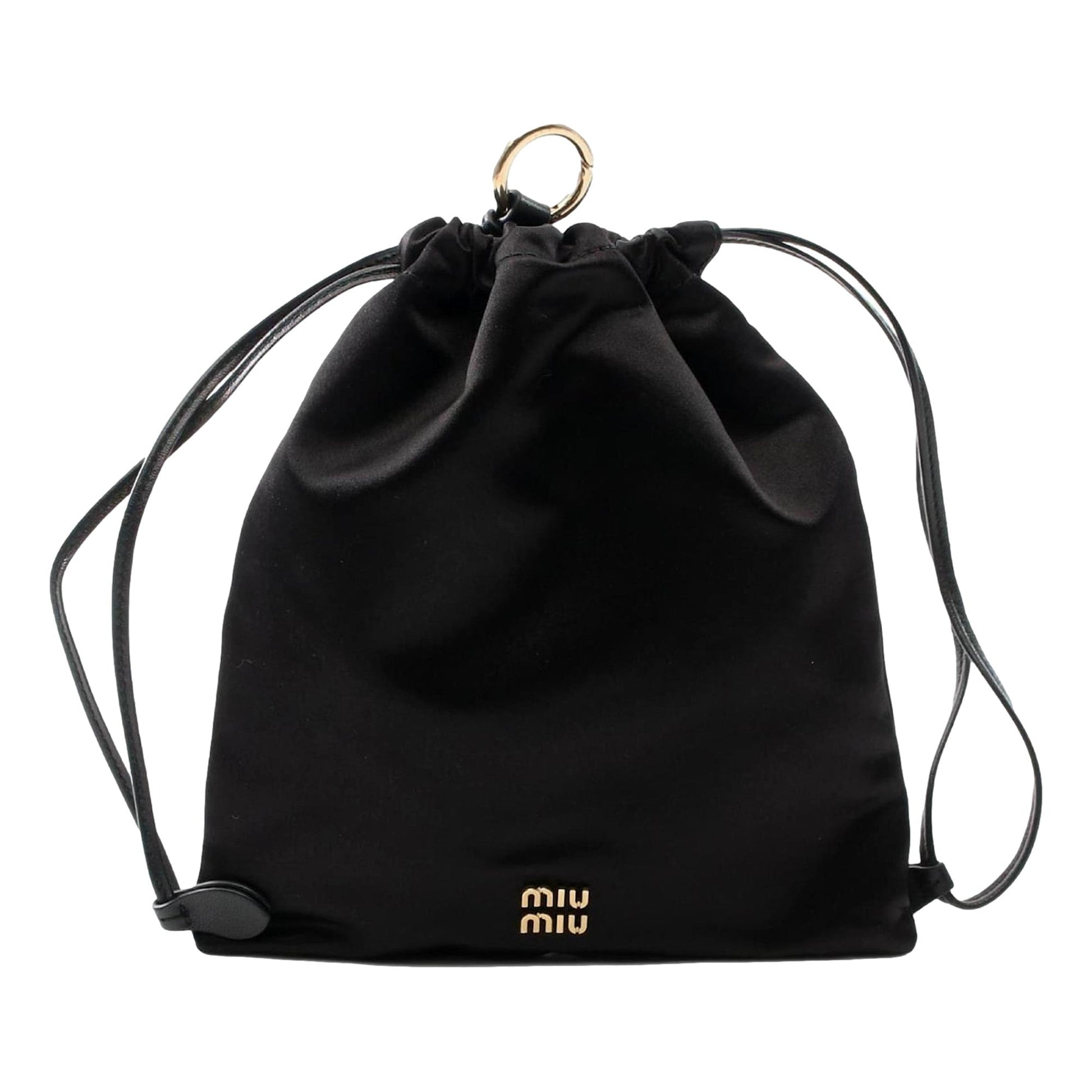 Miu Miu Duchesse Satin Mini Pouch Bag in Black -   Shop Bags LLC 