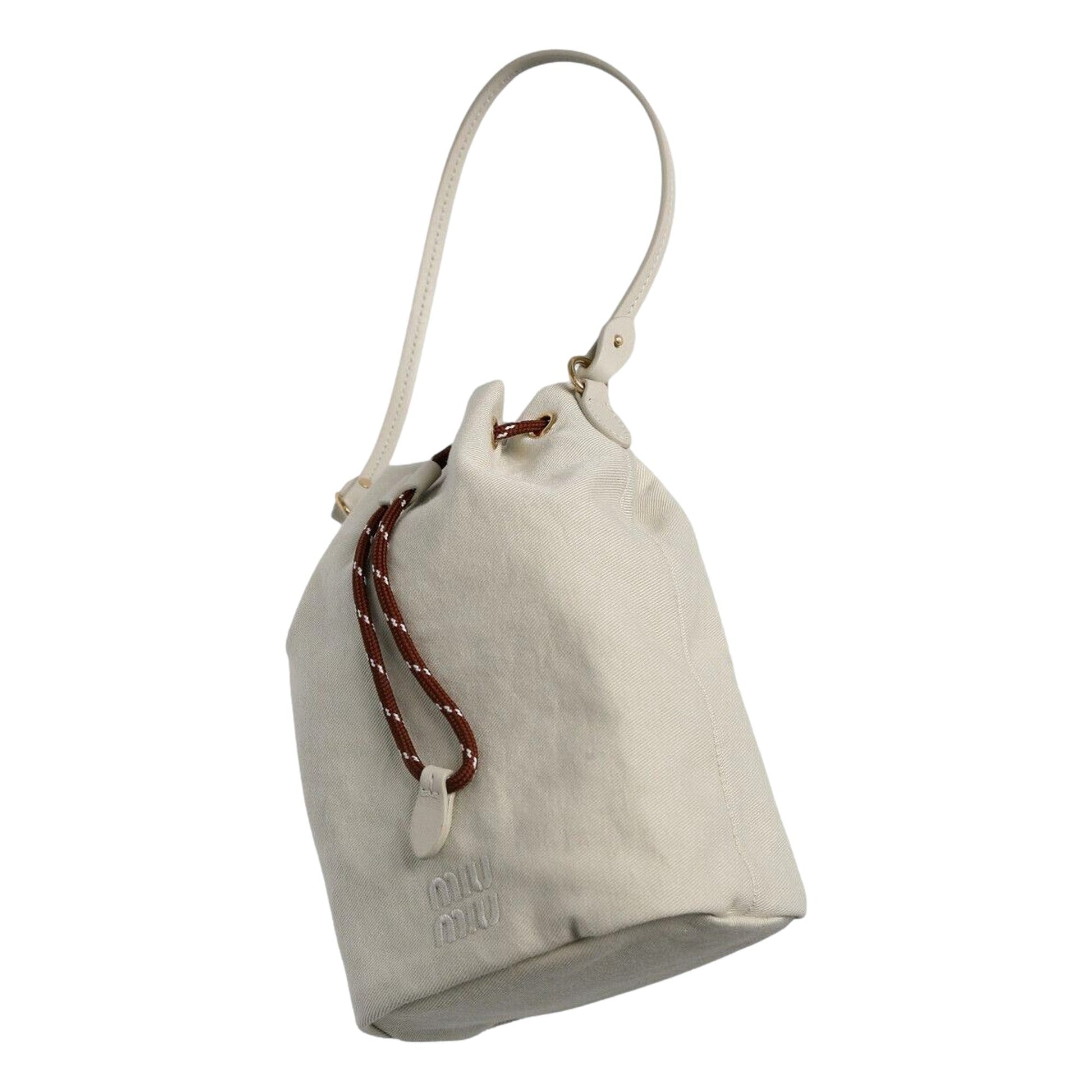 Miu Miu Gabardine Mini Bucket Bag in White -   Shop Bags LLC 