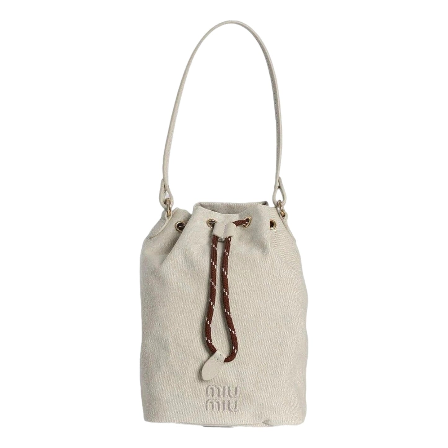 Miu Miu Gabardine Mini Bucket Bag in White -   Shop Bags LLC 