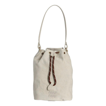 Miu Miu Gabardine Mini Bucket Bag in White -   Shop Bags LLC 
