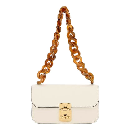 Miu Miu Madras Handbag: Luxury White Leather with Tortoise Chain -   Shop Bags LLC