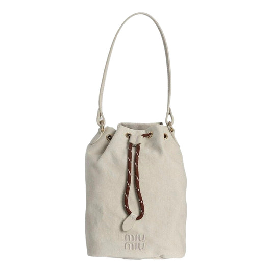 Miu Miu Off-White Gabardine Mini Bucket Bag - Shop Luxury Style