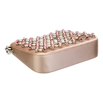 Miu Miu Sassy Handbag: Crystal Embellished Pink Satin Elegance -   Shop Bags LLC