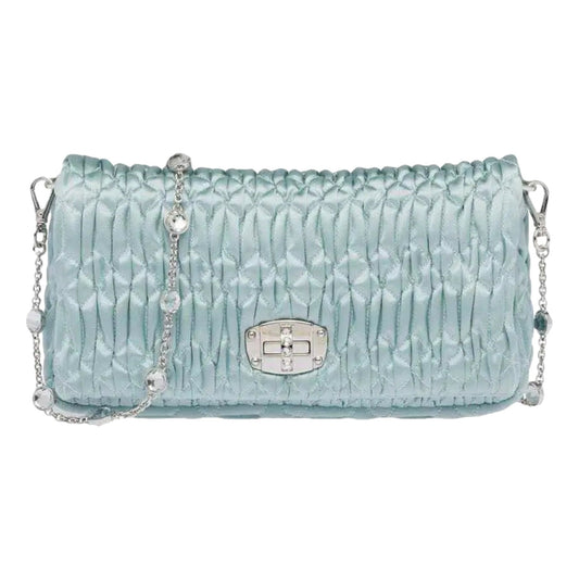 Miu Miu Satin Quilted Crystal Embellished Chain Crossbody Bag Sale -   Shop Bags LLC 