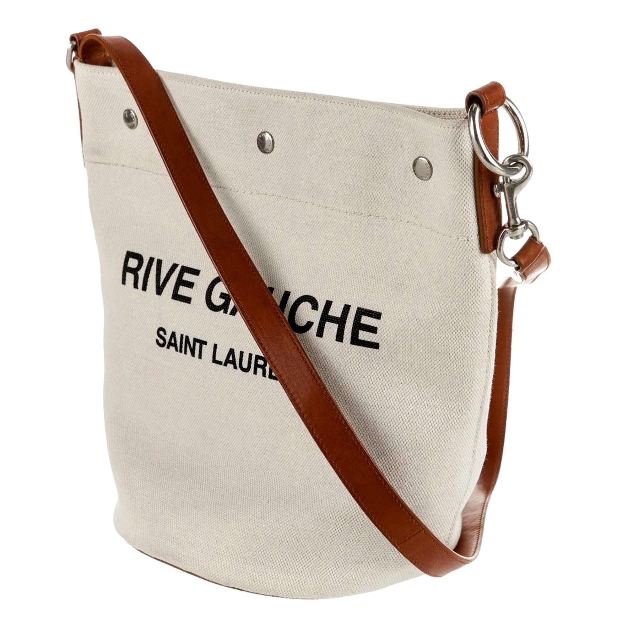 Saint Laurent Rive Gauche Linen Bucket Bag - Chic & Functional