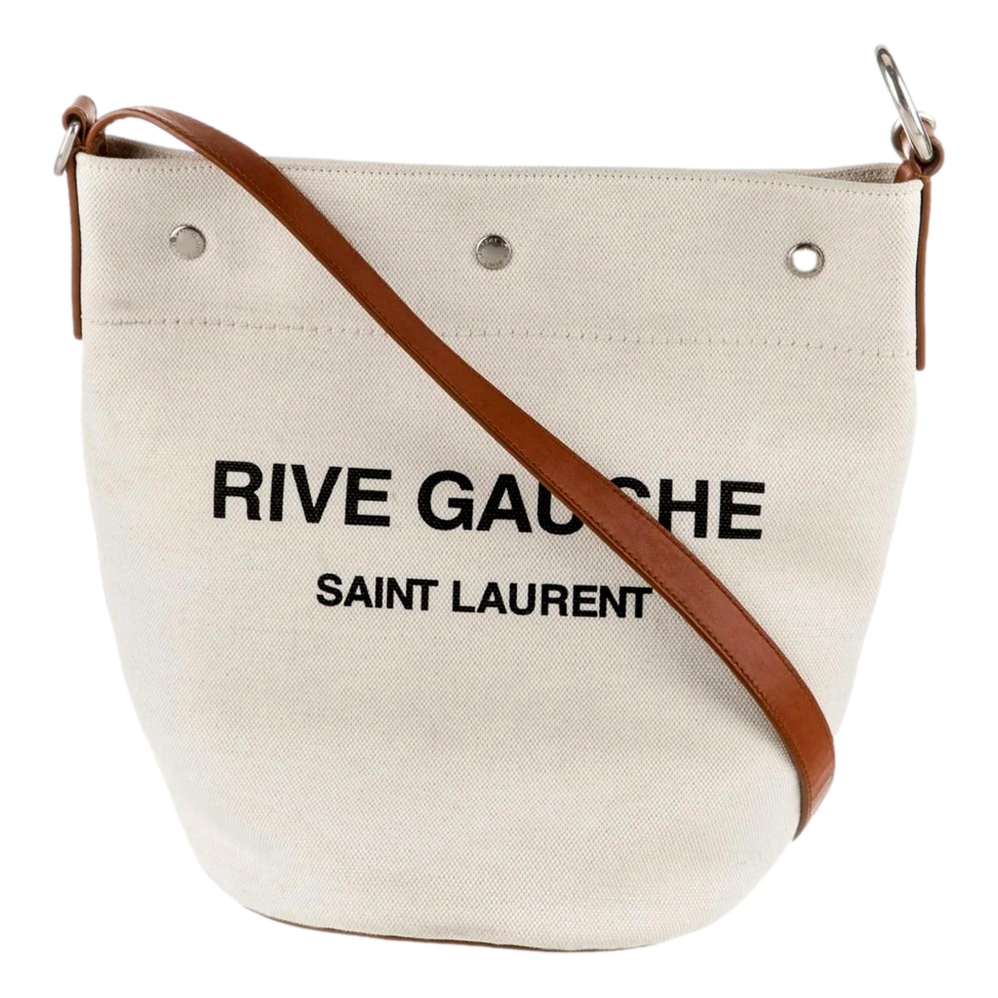 Saint Laurent Rive Gauche Linen Bucket Bag - Chic & Functional