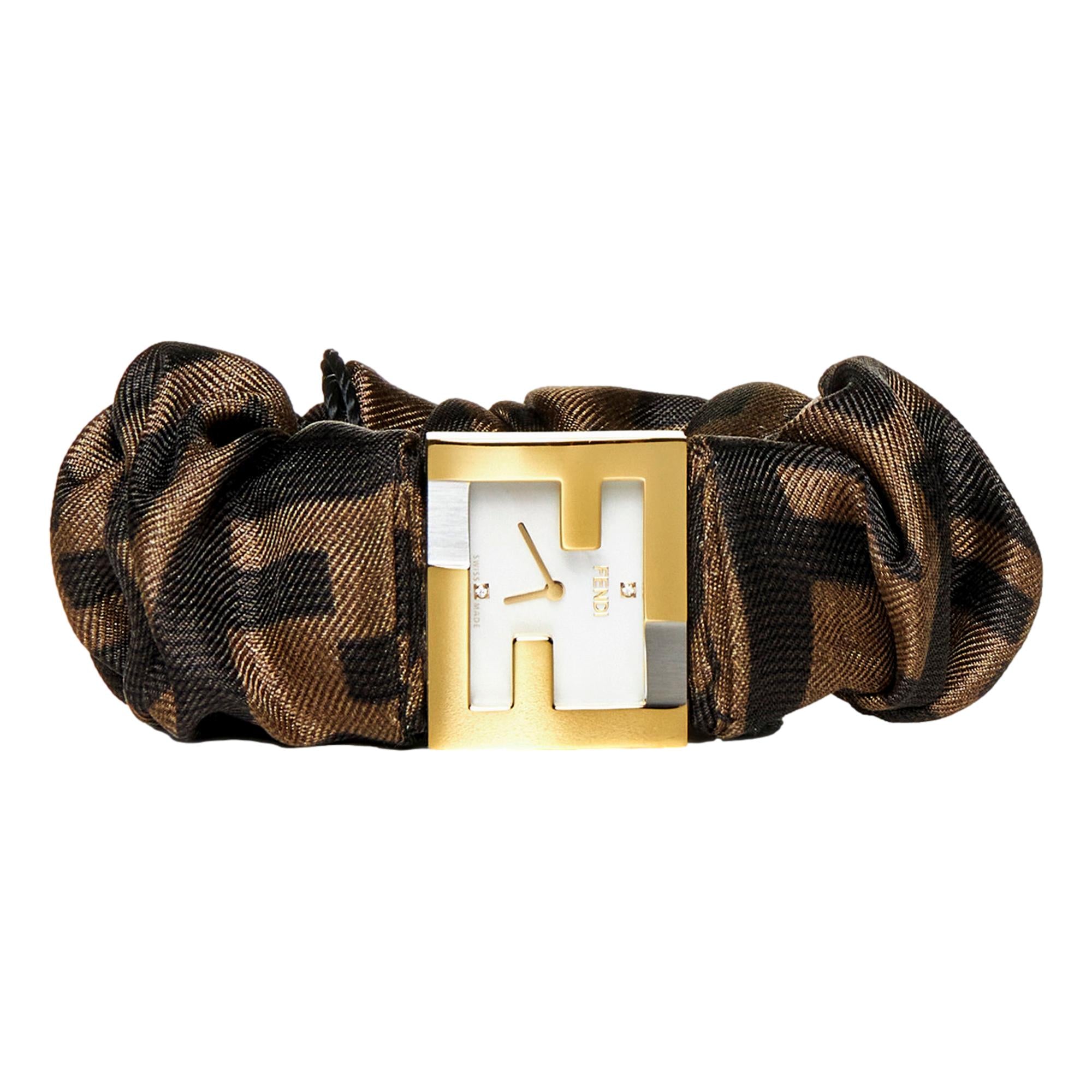 Pearl Dial Monogram Satin Watch - Fendi Fendimania Elegance -   Shop Bags 