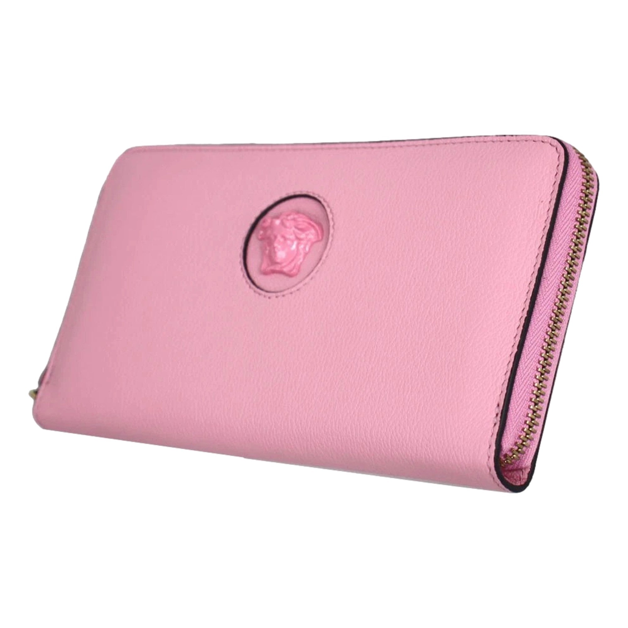 Pink Long Zip Around Wallet Wallets - Versace La Medusa Elegance -   Shop Bags LLC
