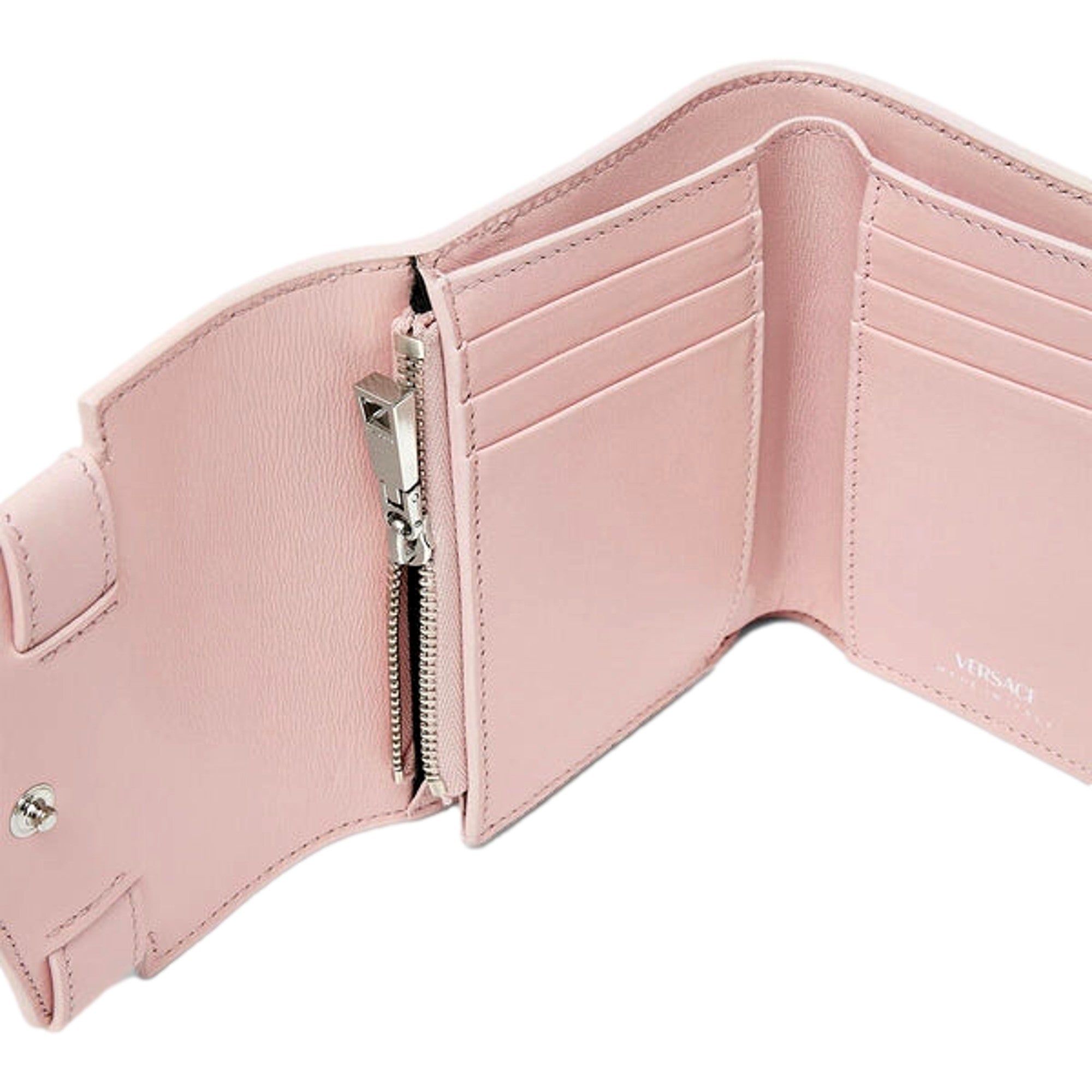 Pink Tri Fold Snap Wallet by Versace - Luxury Card Holder & Coin Pouch -   Shop Bags LLC