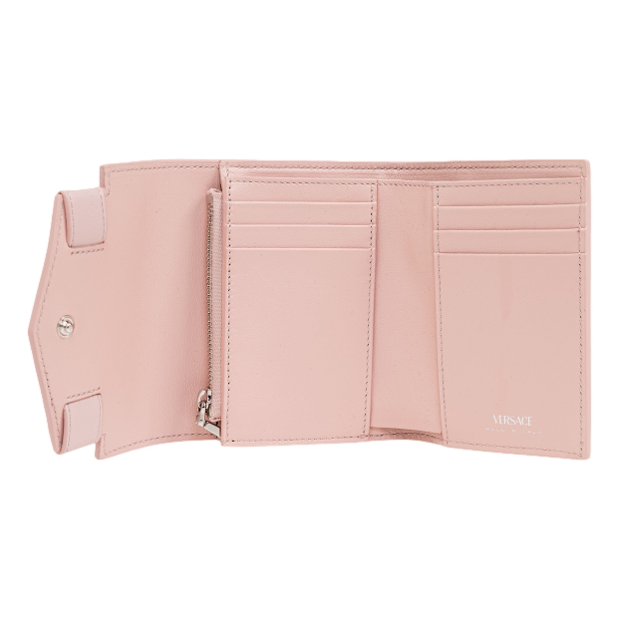 Pink Tri Fold Snap Wallet by Versace - Luxury Card Holder & Coin Pouch -   Shop Bags LLC