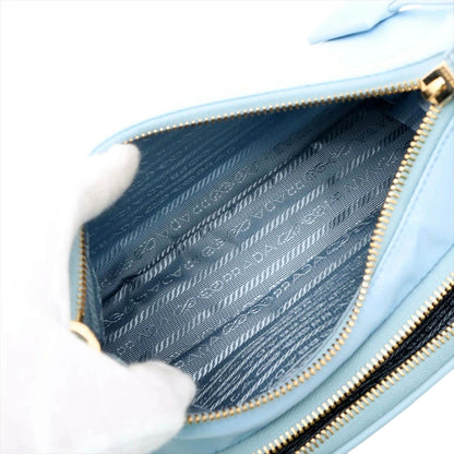 Prada 2Way Tessuto Nylon Cielo Blue Ostrich Leather Shoulder Handbag -   Shop Bags LLC 