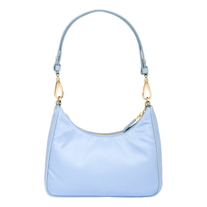 Prada 2Way Tessuto Nylon Cielo Blue Ostrich Leather Shoulder Handbag -   Shop Bags LLC 