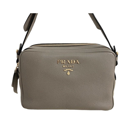 Prada Argilla Grey Leather Crossbody - Elegance Meets Functionality -   Shop Bags LLC
