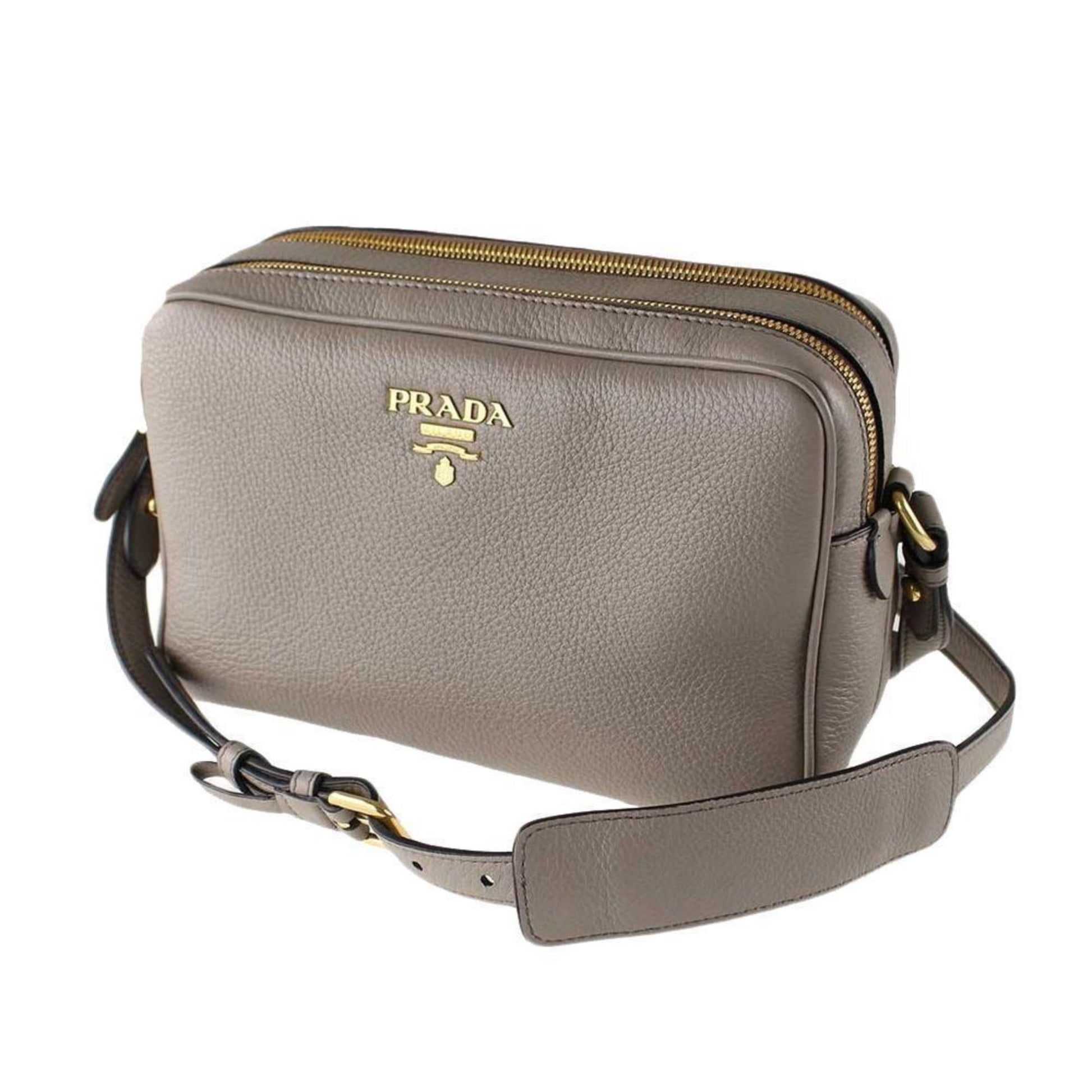 Prada Argilla Grey Leather Crossbody - Elegance Meets Functionality -   Shop Bags LLC