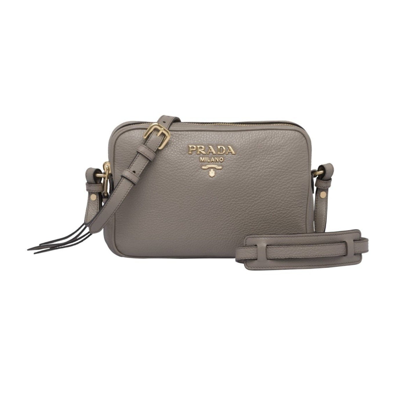 Prada Argilla Grey Leather Crossbody - Elegance Meets Functionality -   Shop Bags LLC