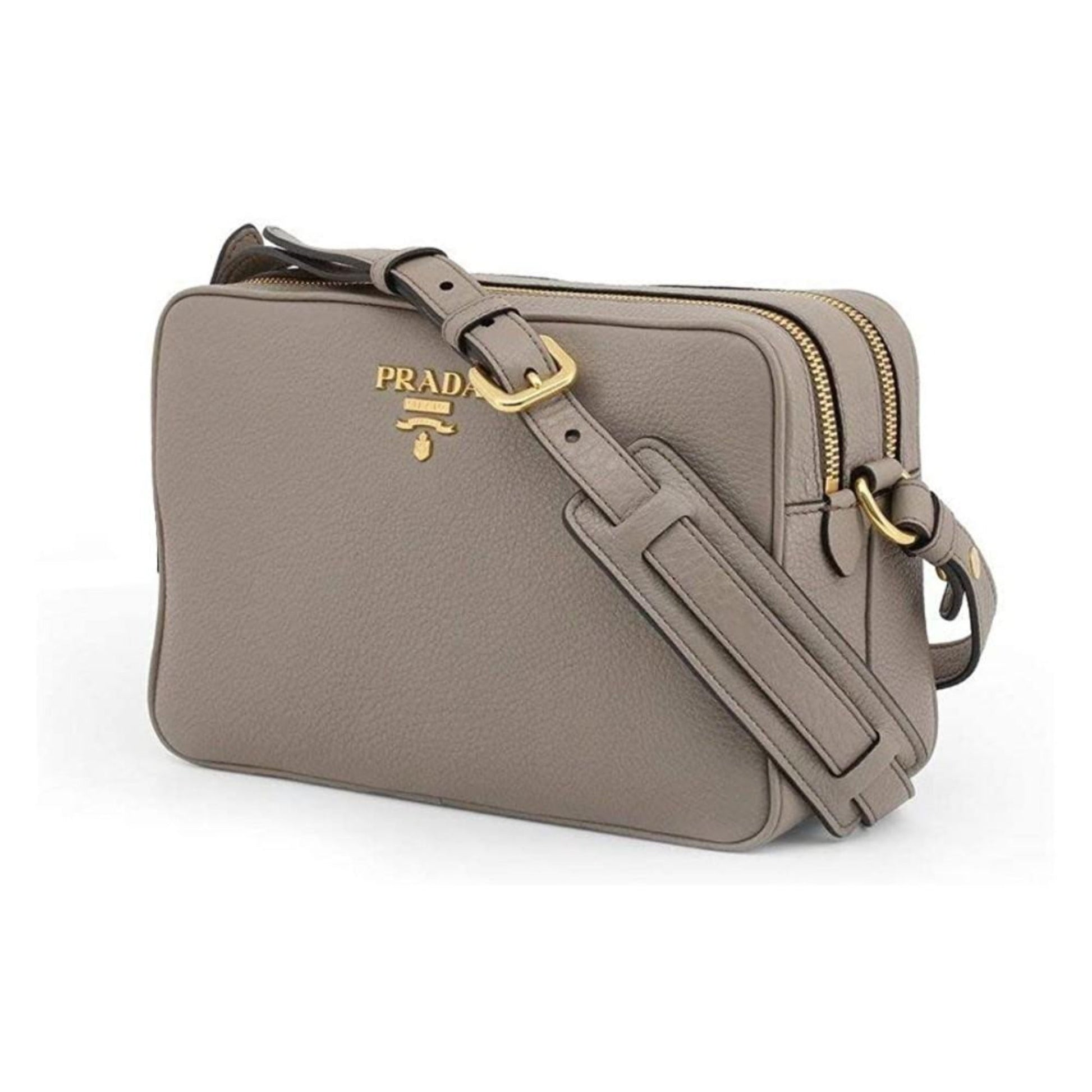 Prada Argilla Grey Leather Crossbody - Elegance Meets Functionality -   Shop Bags LLC