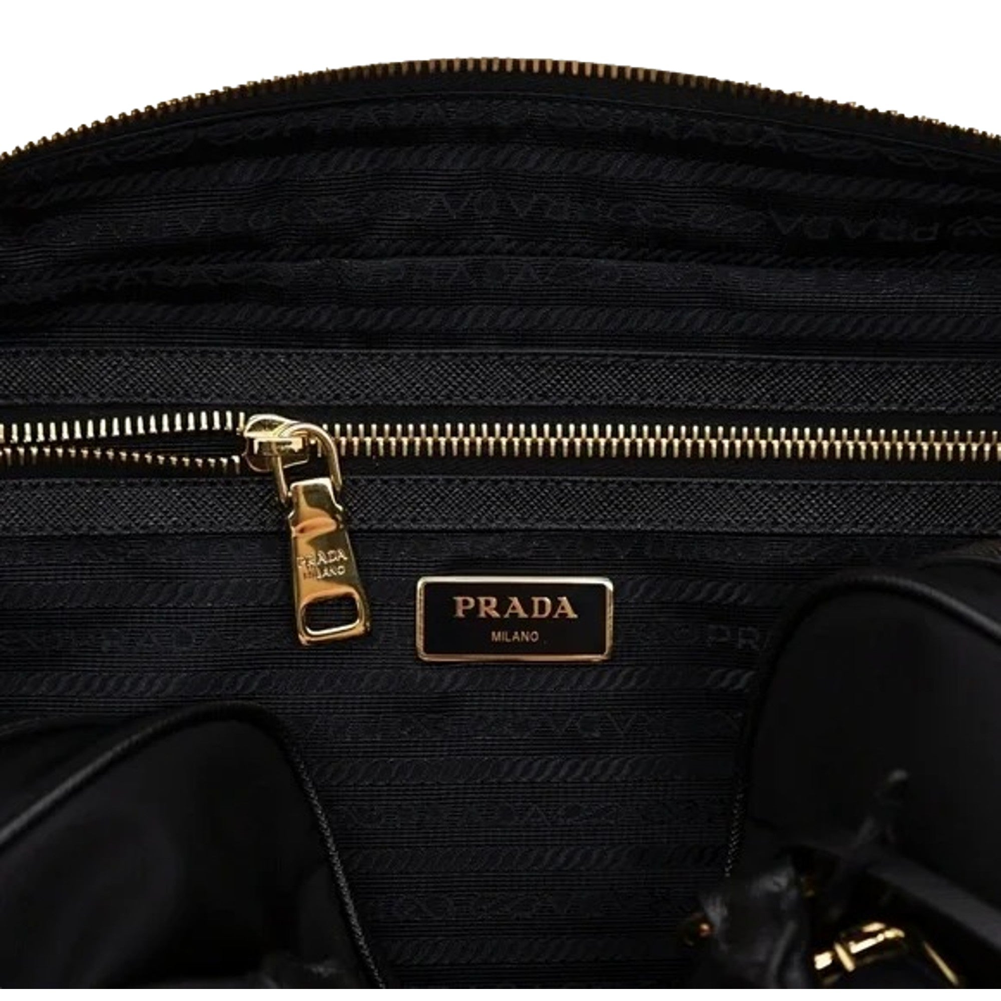Prada Bauletto Tessuto Nylon Saffiano Black Satchel Handbag Handbags -   Shop Bags LLC
