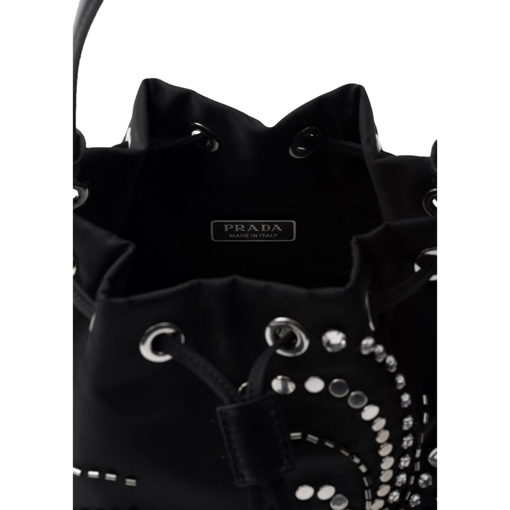 Prada Black Beaded Bucket Bag - Sustainable Elegance in Re-Nylon -   Shop Bags LLC