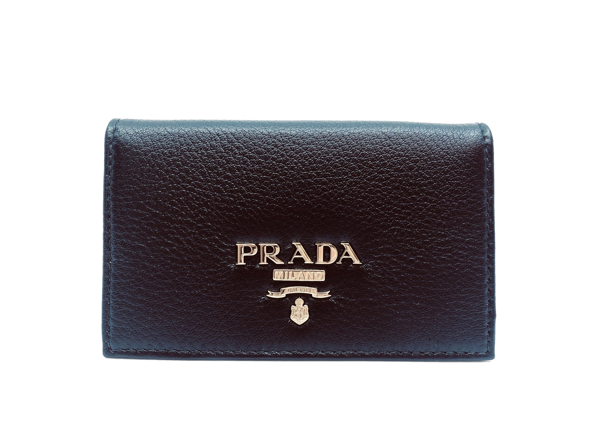 Prada Black Calf Leather Card Case - Elegant & Compact Wallet -   Shop Bags LLC