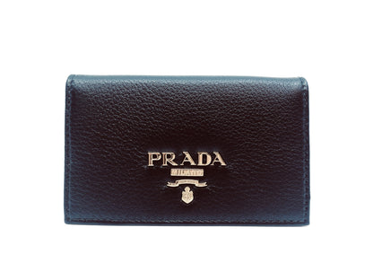 Prada Black Calf Leather Card Case - Elegant & Compact Wallet -   Shop Bags LLC