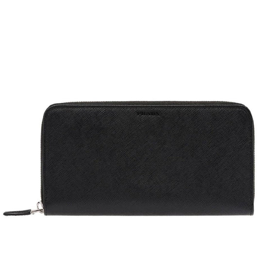 Prada Black Leather Wallet - Sleek Zip-Around Black Bag - Luxury Style -   Shop Bags LLC 