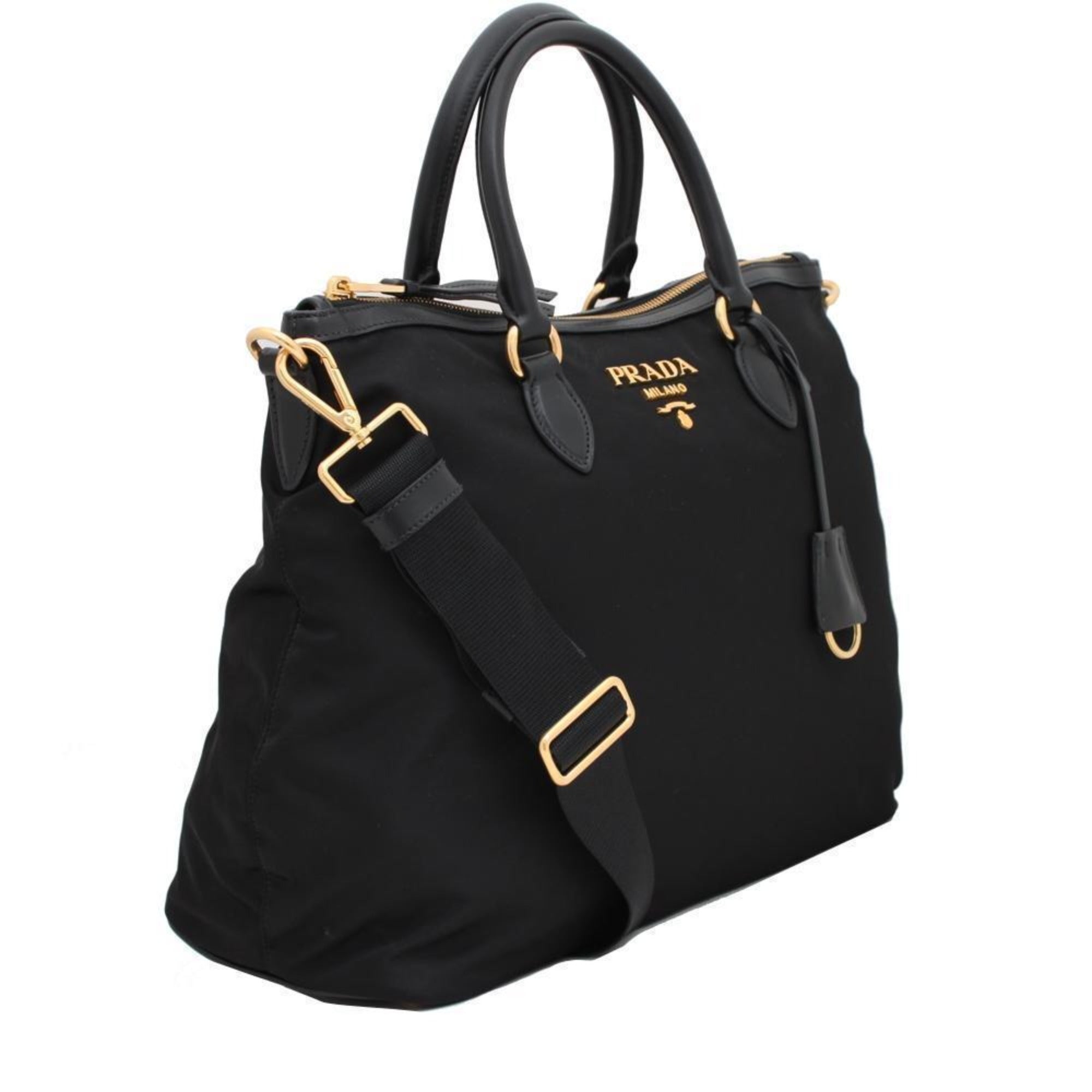 Prada Black Nylon & Leather Satchel Tote - Timeless Elegance -   Shop Bags LLC