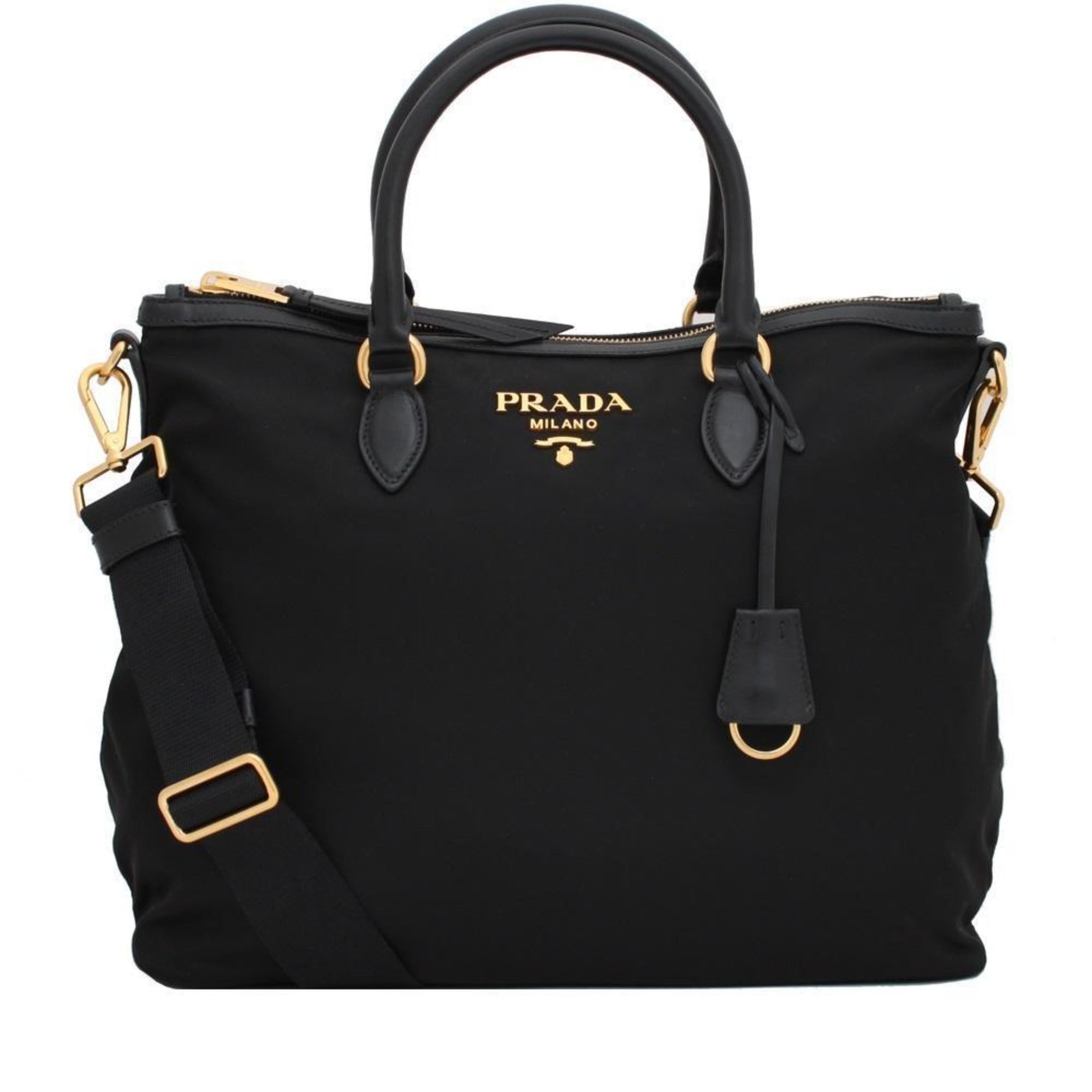 Prada Black Nylon & Leather Satchel Tote - Timeless Elegance -   Shop Bags LLC