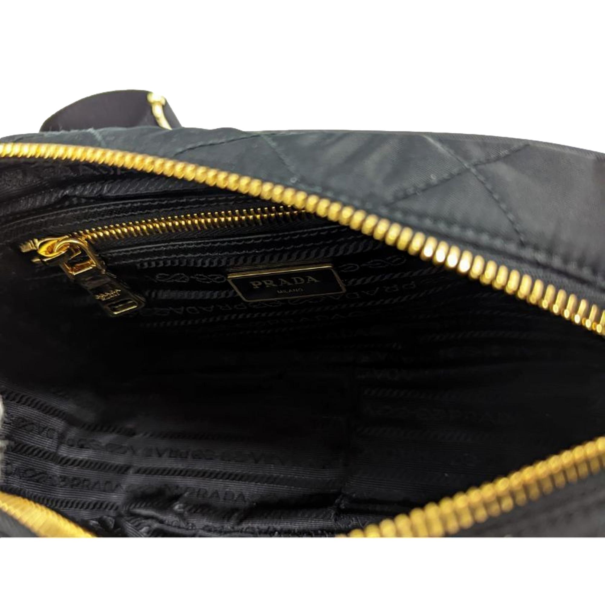 Prada Black Quilted Tessuto Nylon Crossbody - Chic & Versatile Bag -   Shop Bags 