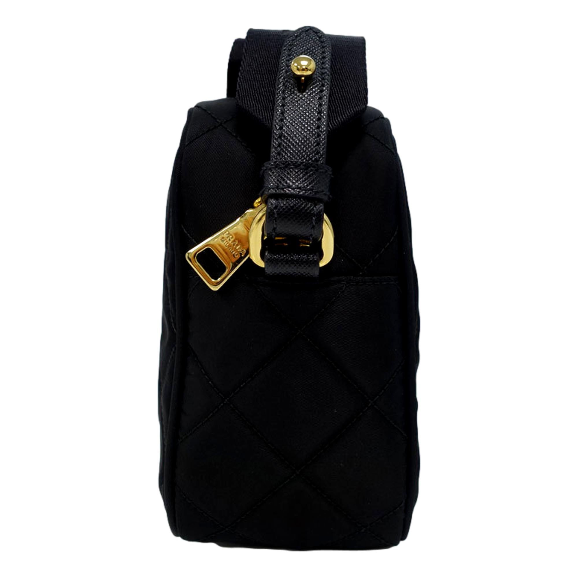 Prada Black Quilted Tessuto Nylon Crossbody - Chic & Versatile Bag -   Shop Bags 