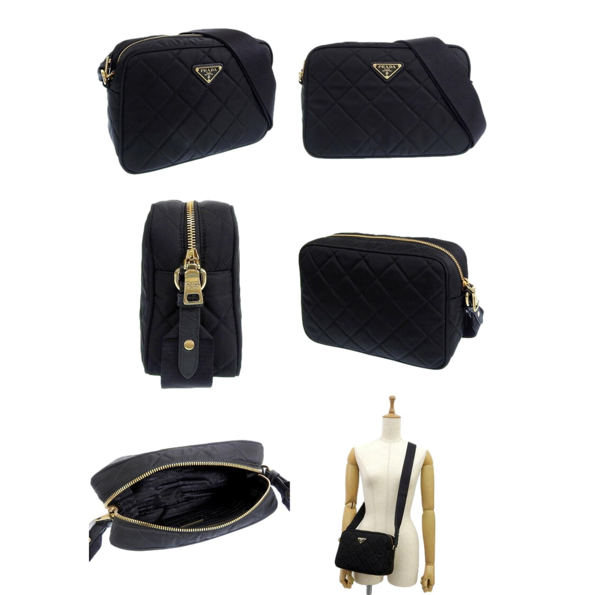 Prada Black Quilted Tessuto Nylon Crossbody - Chic & Versatile Bag -   Shop Bags 