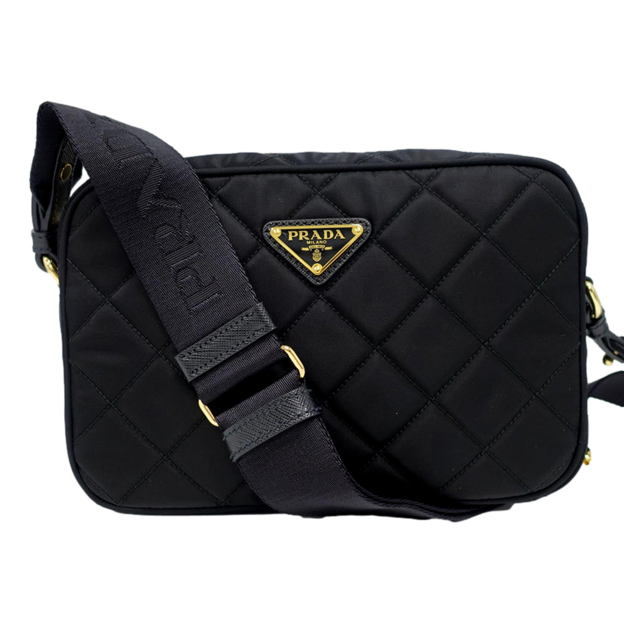 Prada Black Quilted Tessuto Nylon Crossbody - Chic & Versatile Bag -   Shop Bags 