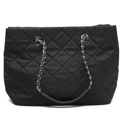 Prada Black Quilted Tessuto Tote - Stylish Nylon Chain Shoulder Bag -   Shop Bags LLC