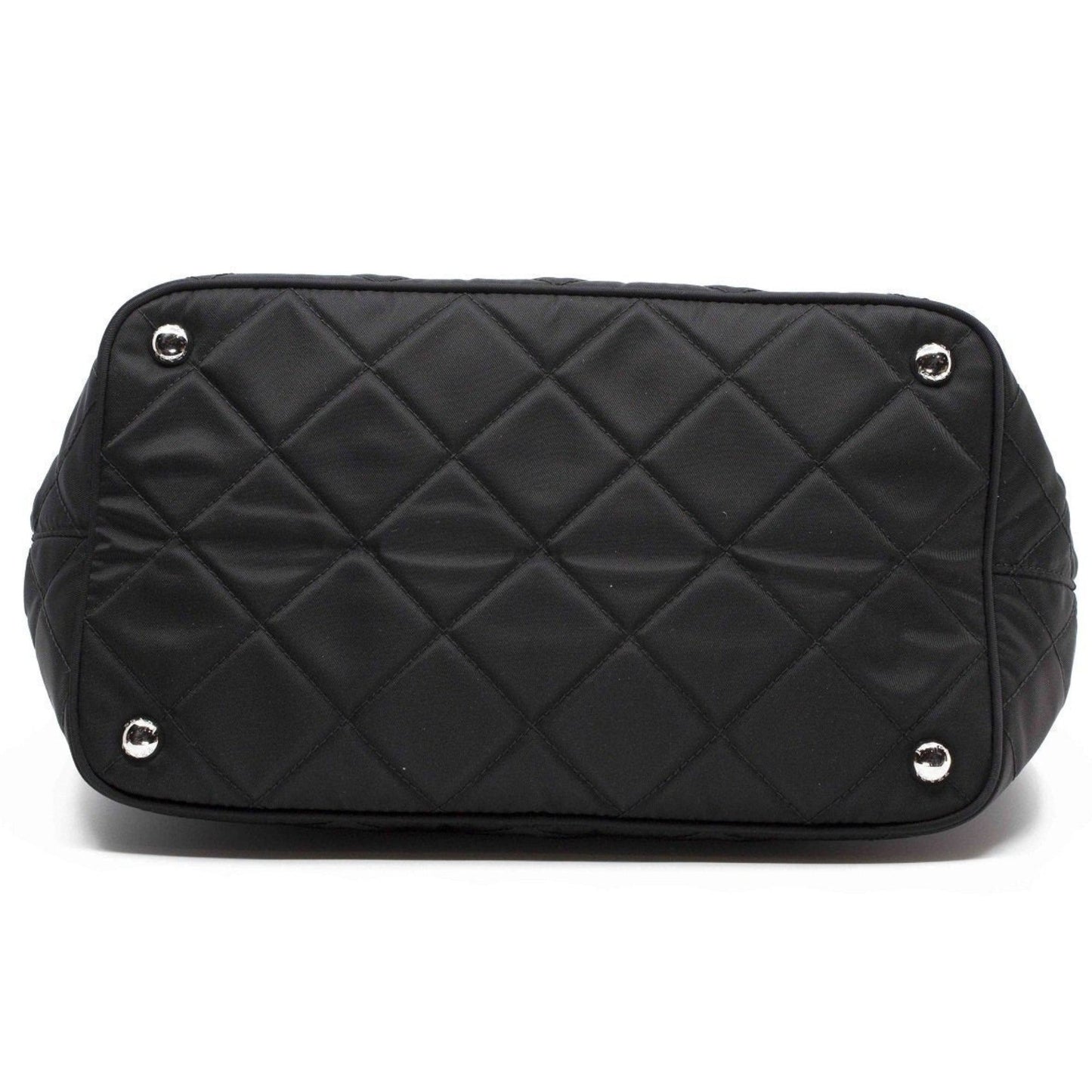 Prada Black Quilted Tessuto Tote - Stylish Nylon Chain Shoulder Bag -   Shop Bags LLC