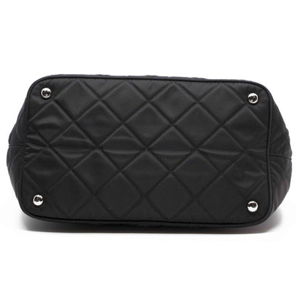 Prada Black Quilted Tessuto Tote - Stylish Nylon Chain Shoulder Bag -   Shop Bags LLC