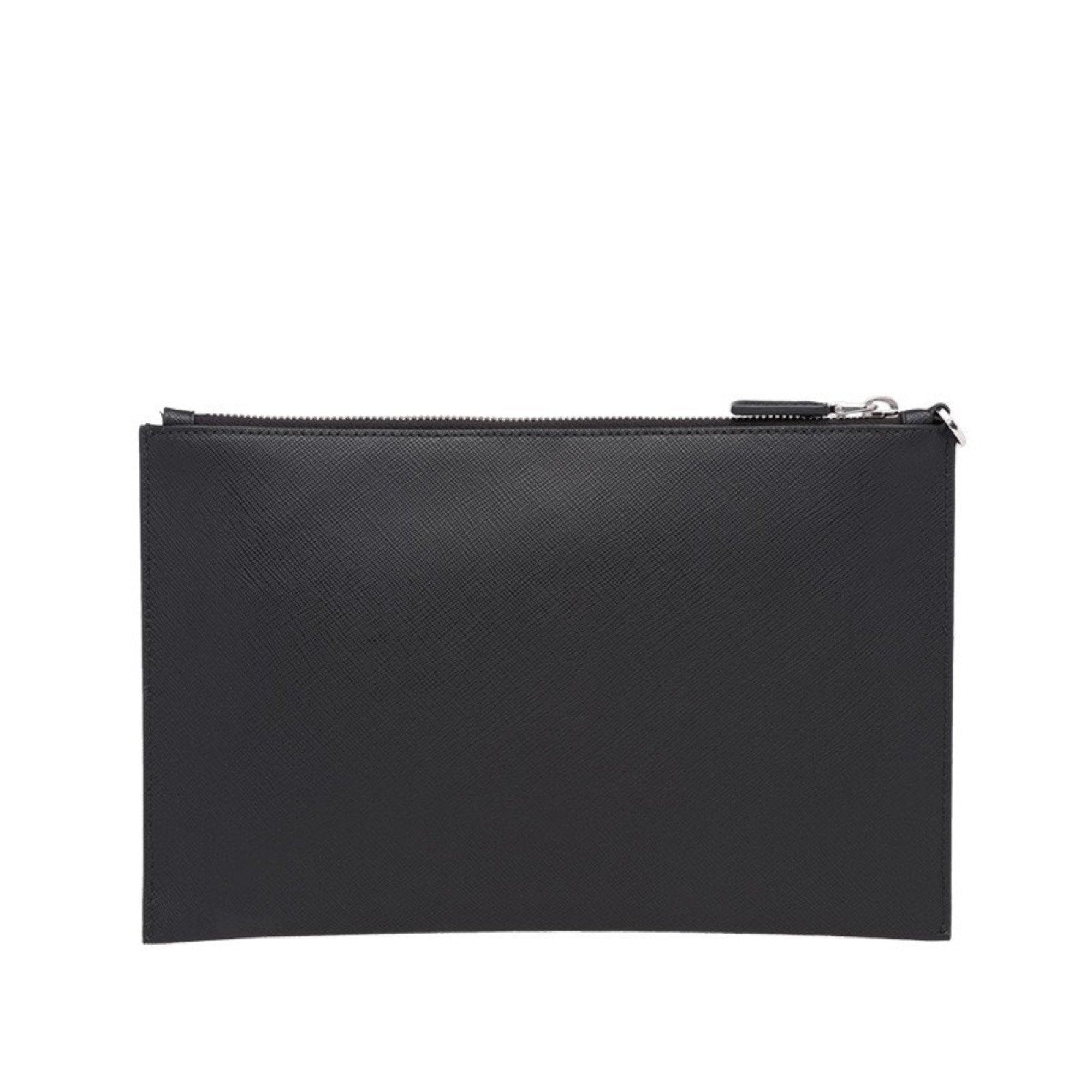 Prada Black Saffiano Leather Clutch - Chic Document Holder -   Shop Bags LLC