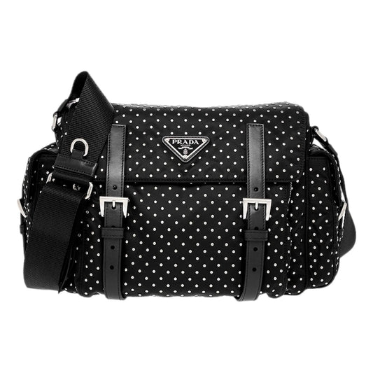 Prada Black Studded Re-Nylon Shoulder Bag - Elevate Your Style