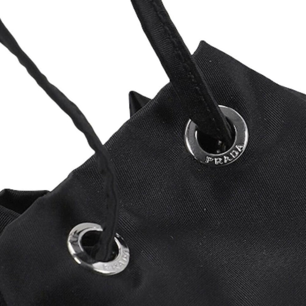 Prada Black Tessuto Nylon Triangle Logo Drawstring Bucket Bag -   Shop Bags LLC 