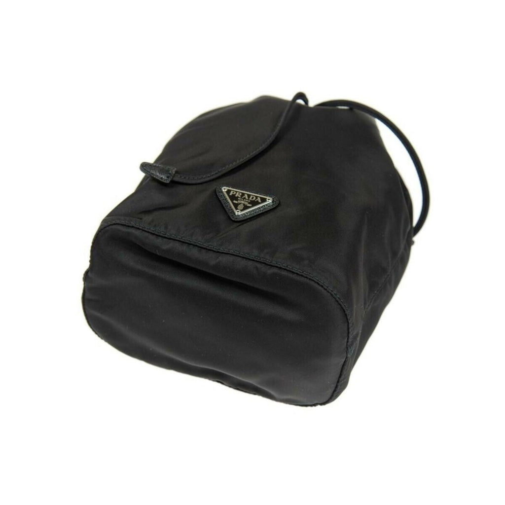 Prada Black Tessuto Nylon Triangle Logo Drawstring Bucket Bag -   Shop Bags LLC 
