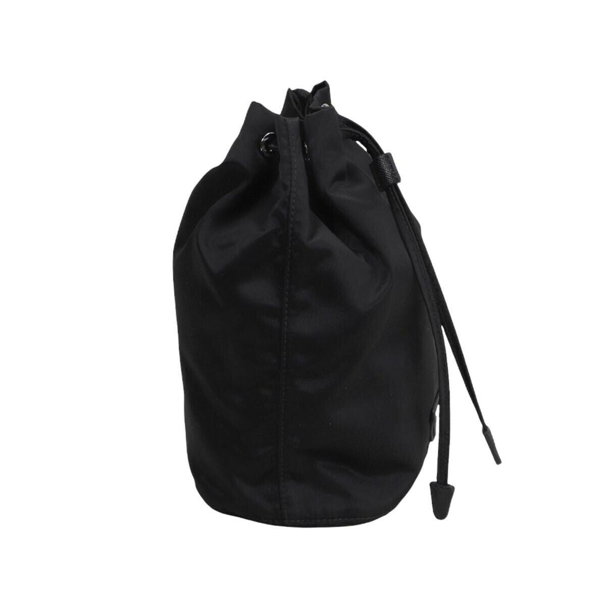 Prada Black Tessuto Nylon Triangle Logo Drawstring Bucket Bag -   Shop Bags LLC 