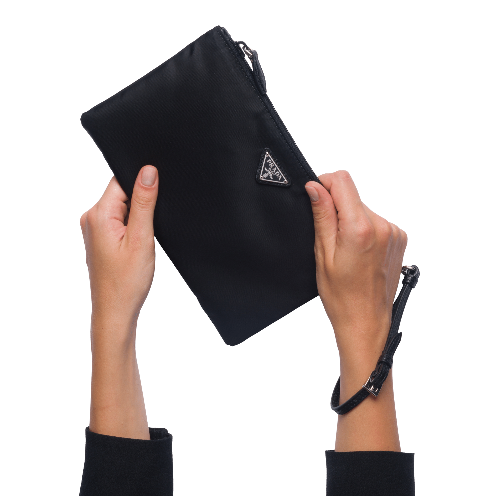 Prada Black Tessuto Nylon Wristlet Clutch - Sleek & Functional Design -   Shop Bags LLC
