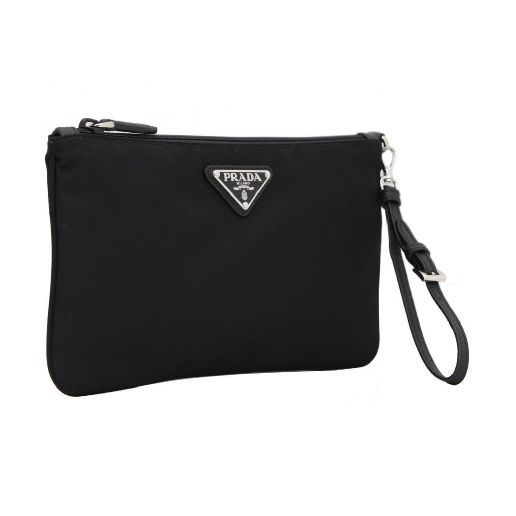 Prada Black Tessuto Nylon Wristlet Clutch - Sleek & Functional Design -   Shop Bags LLC