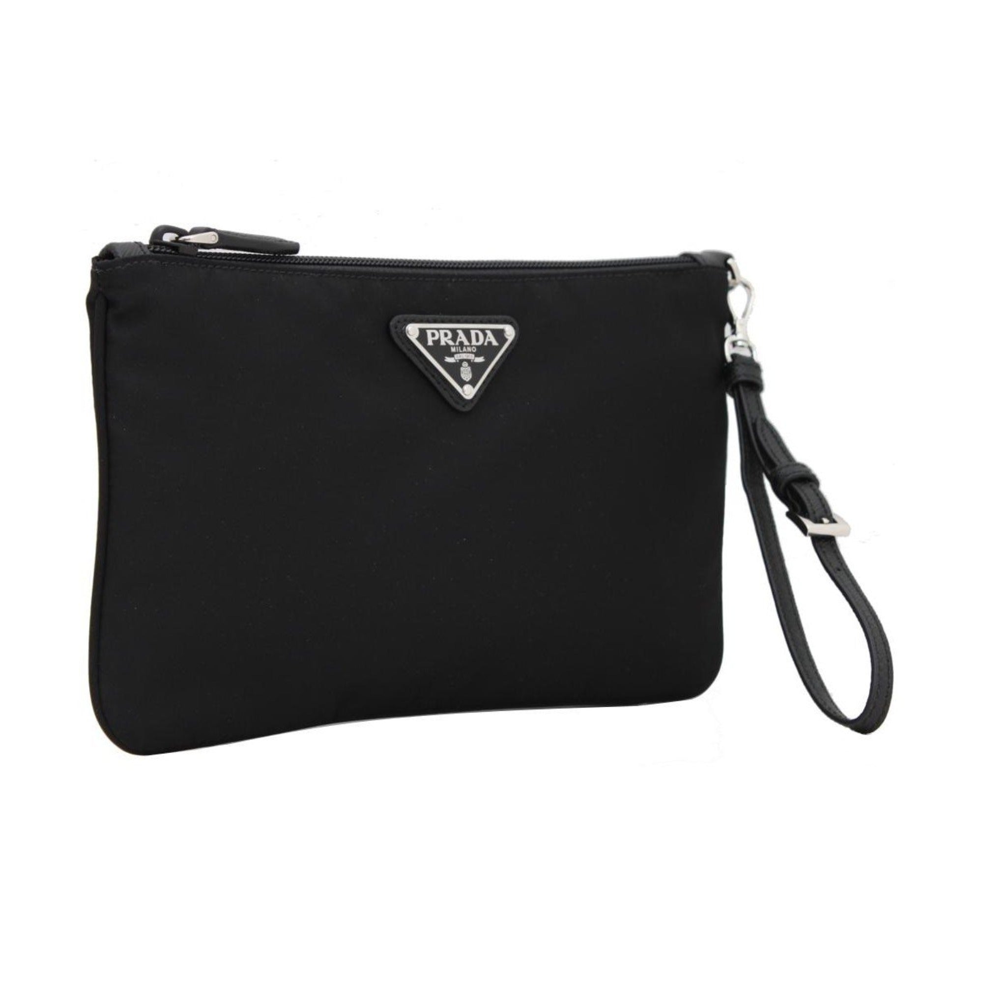 Prada Black Tessuto Nylon Wristlet Clutch - Sleek & Functional Design -   Shop Bags LLC