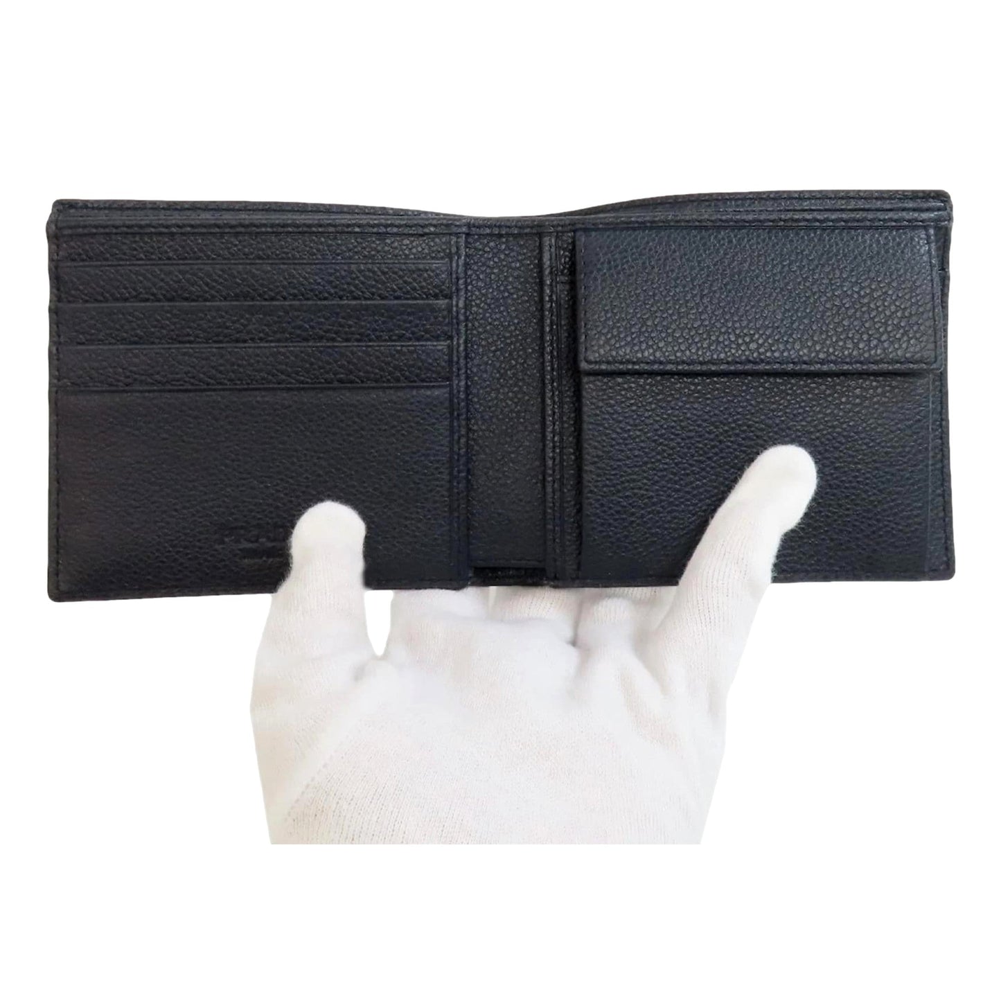 Prada Black Vitello Micro Grain Leather Bifold - Timeless Luxury -   Shop Bags LLC