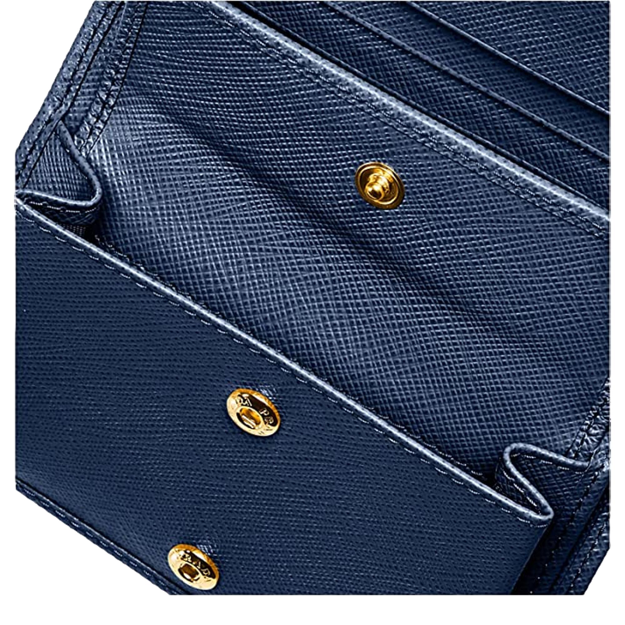 Prada Blue Ladies Wallet - Elegant Bifold Snap with Gold Logo -   Shop Bags LLC 