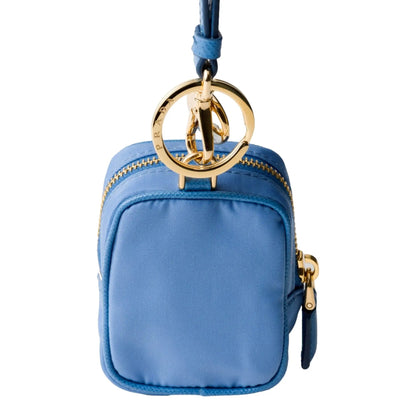 Prada Blue Nylon Leather Mini Pouch Bag Charm with Gold Hardware