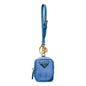 Prada Blue Nylon Leather Mini Pouch Bag Charm with Gold Hardware