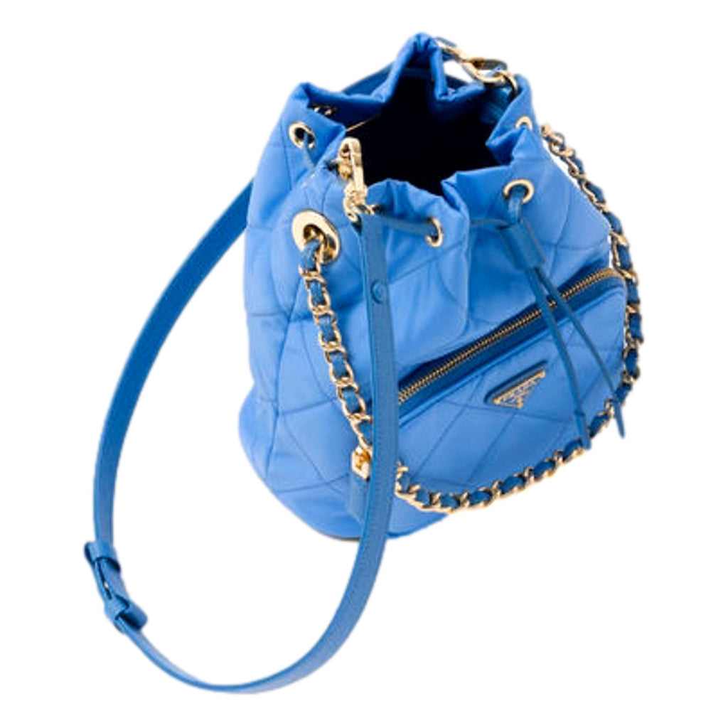 Prada Blue Quilted Nylon Bucket Bag - Luxury & Versatile Design -   Shop Bags LLC