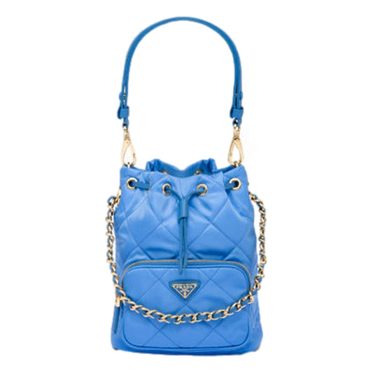 Prada Blue Quilted Nylon Bucket Bag - Luxury & Versatile Design -   Shop Bags LLC